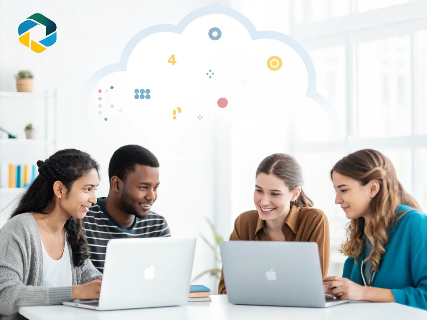 A diverse team collaborating on a TypeScript project, highlighting the collaborative and practical aspects of the course.